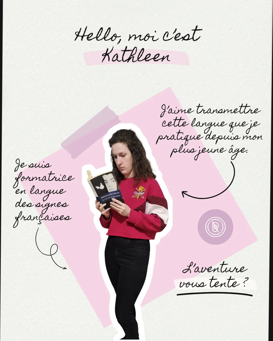 Photo avec une représentation de la formatrice, et des petits textes regroupant les informations principales